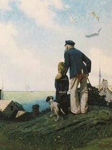 ノーマン・ロックウェルの絵画作品　タイトルは、外航　Outward bound